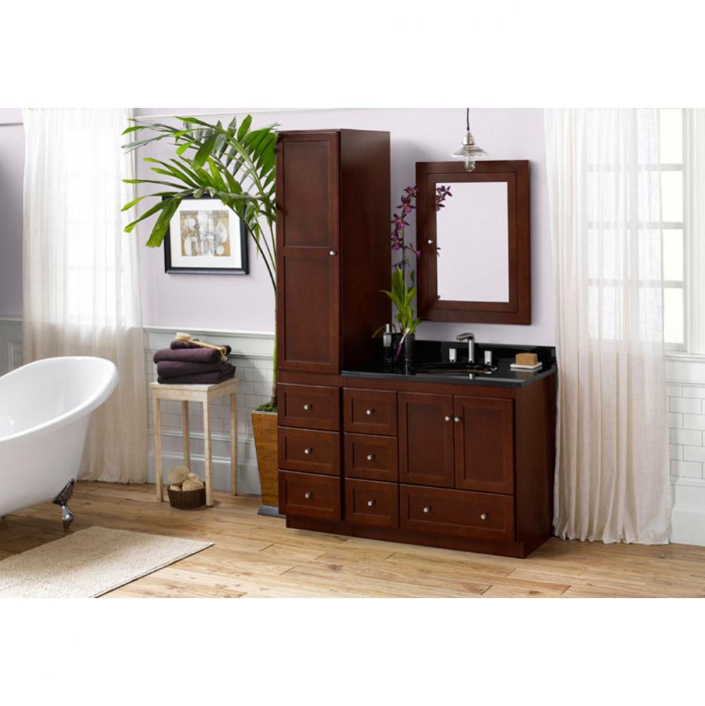 36'' Shaker Bathroom Vanity Cabinet Base in Dark Cherry - Wood Doors on Left