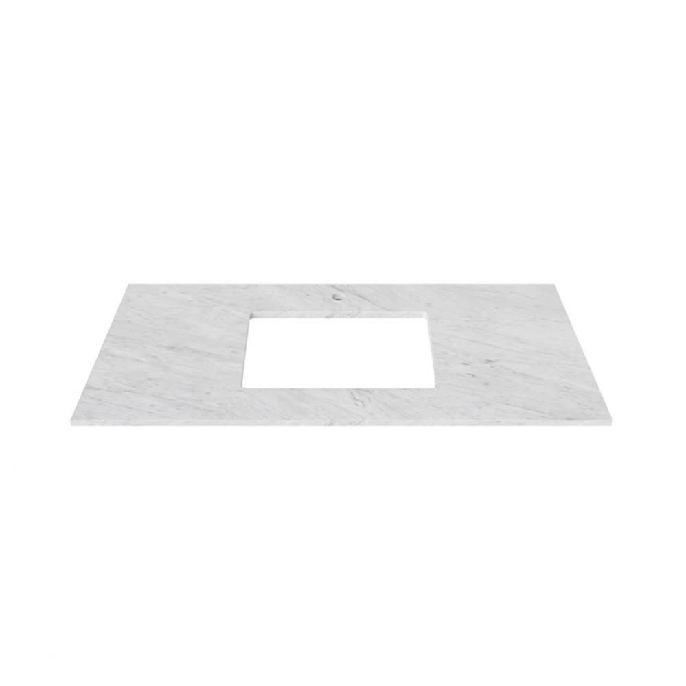49'' Stone top for single Rectangular Undermount sink with Single faucet hole in Carrara