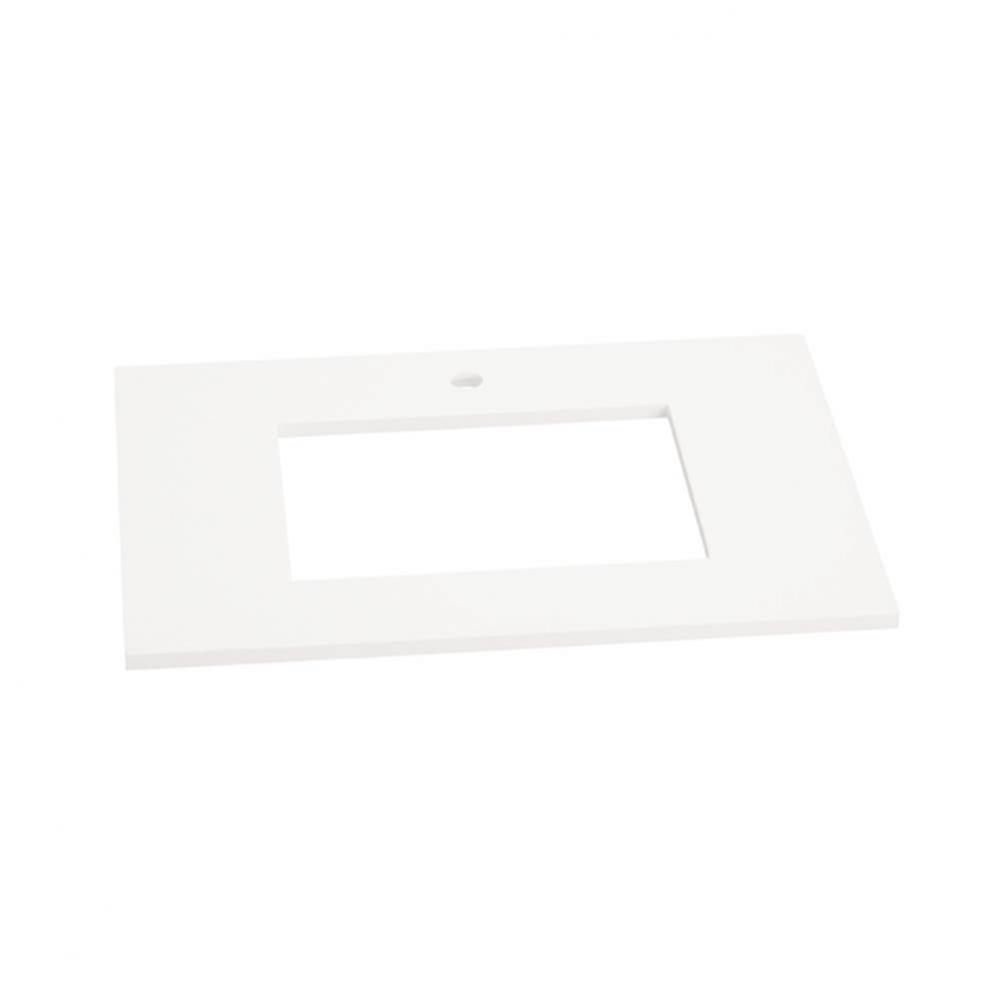 31'' Standard quartz top in Solid White, Single Faucet Hole