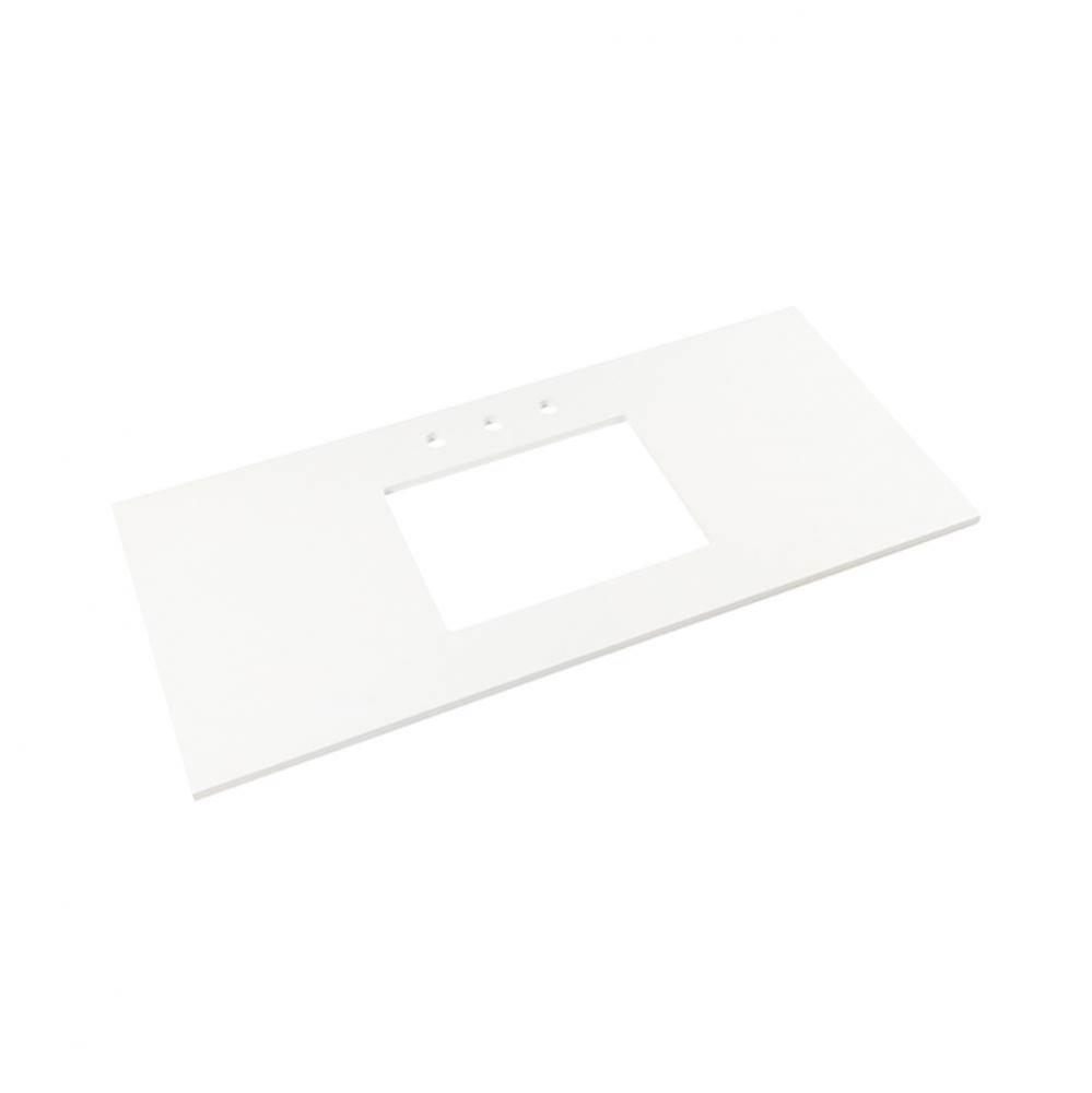 49'' Standard quartz top in Solid White, 8'' Widespread Faucet Hole