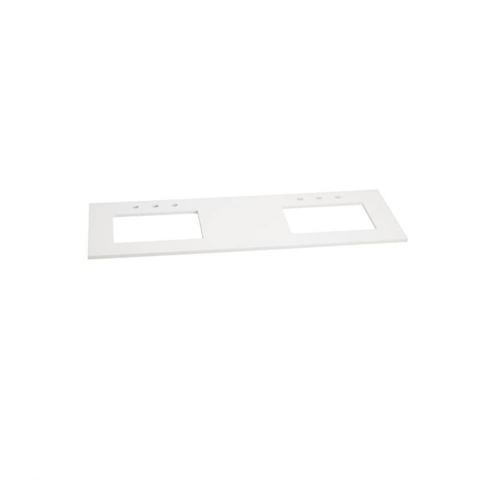 61'' Standard quartz top in Solid White, 8'' Widespread Faucet Hole