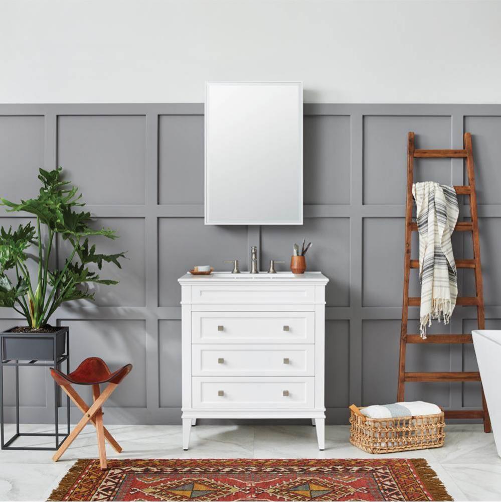 30'' Laurel  Bathroom Vanity Cabinet Base in White