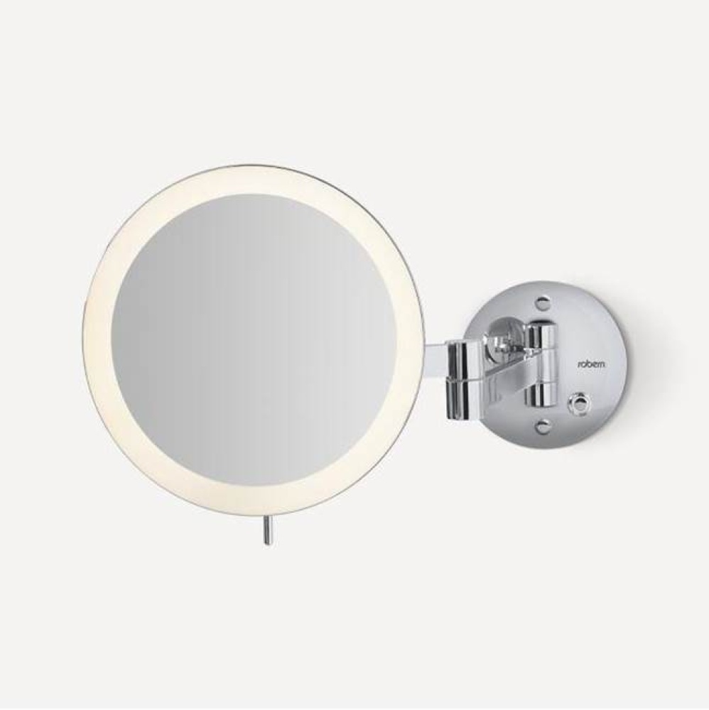 Polished Chrome Wall-Mounted Magnification Mirror With Integrated 3000K/5000K Light- 5X Magnificat