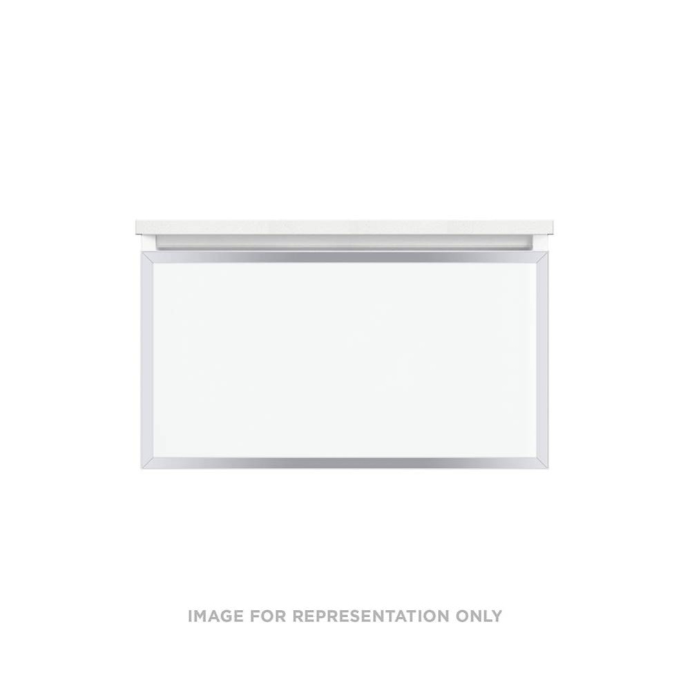 Profiles Framed Vanity, 30'' x 15'' x 18'', Satin White, Chrome Fram