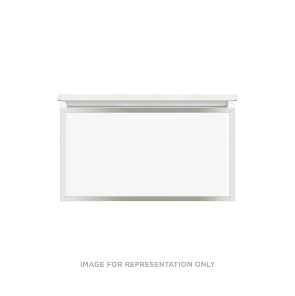 Profiles Framed Vanity, 30'' x 15'' x 18'', Satin White, Polished Ni