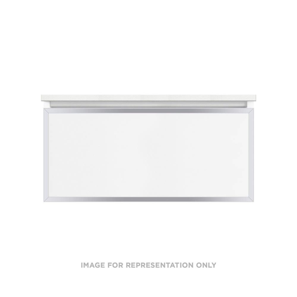 Profiles Framed Vanity, 36'' x 15'' x 18'', Matte White, Chrome Fram