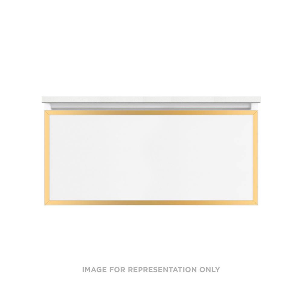 Profiles Framed Vanity, 36'' x 15'' x 18'', Matte White, Matte Gold