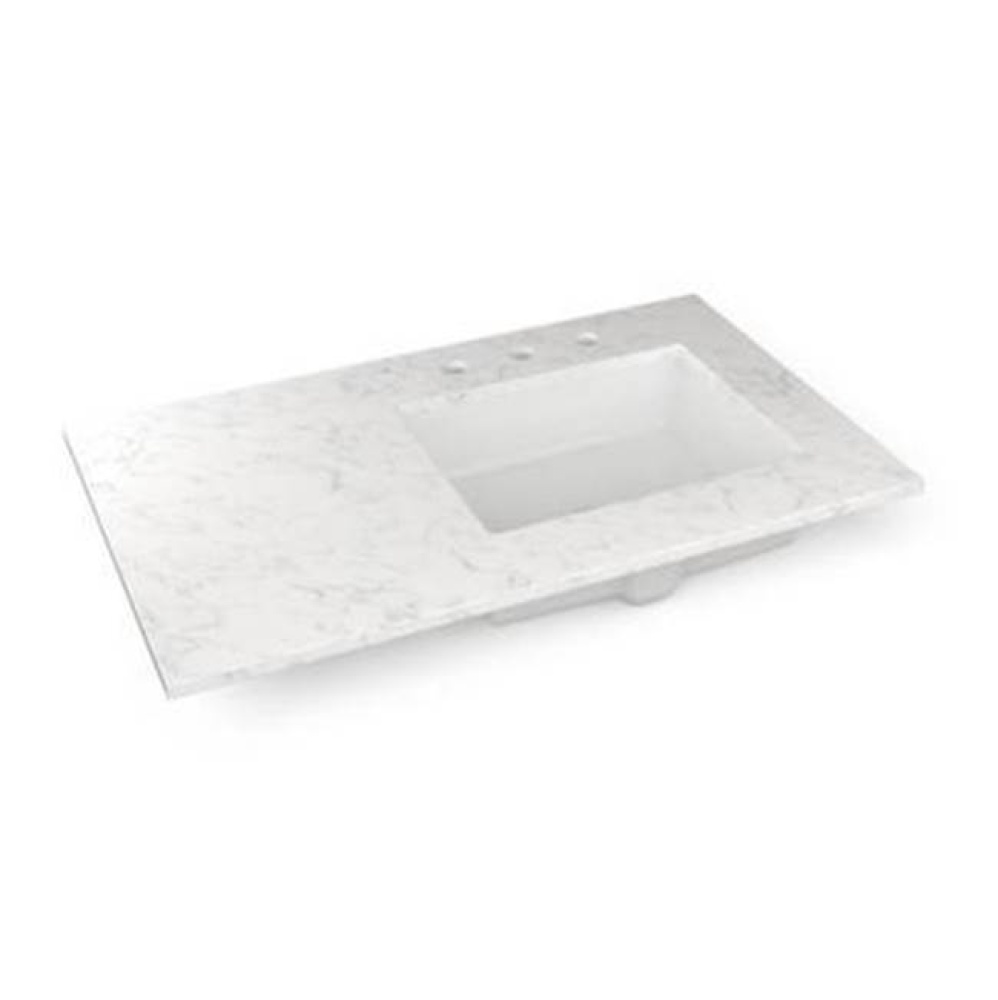 Engineered Stone Vanity Top, 37'' x 22'' x 3/4'', Right Offset Under