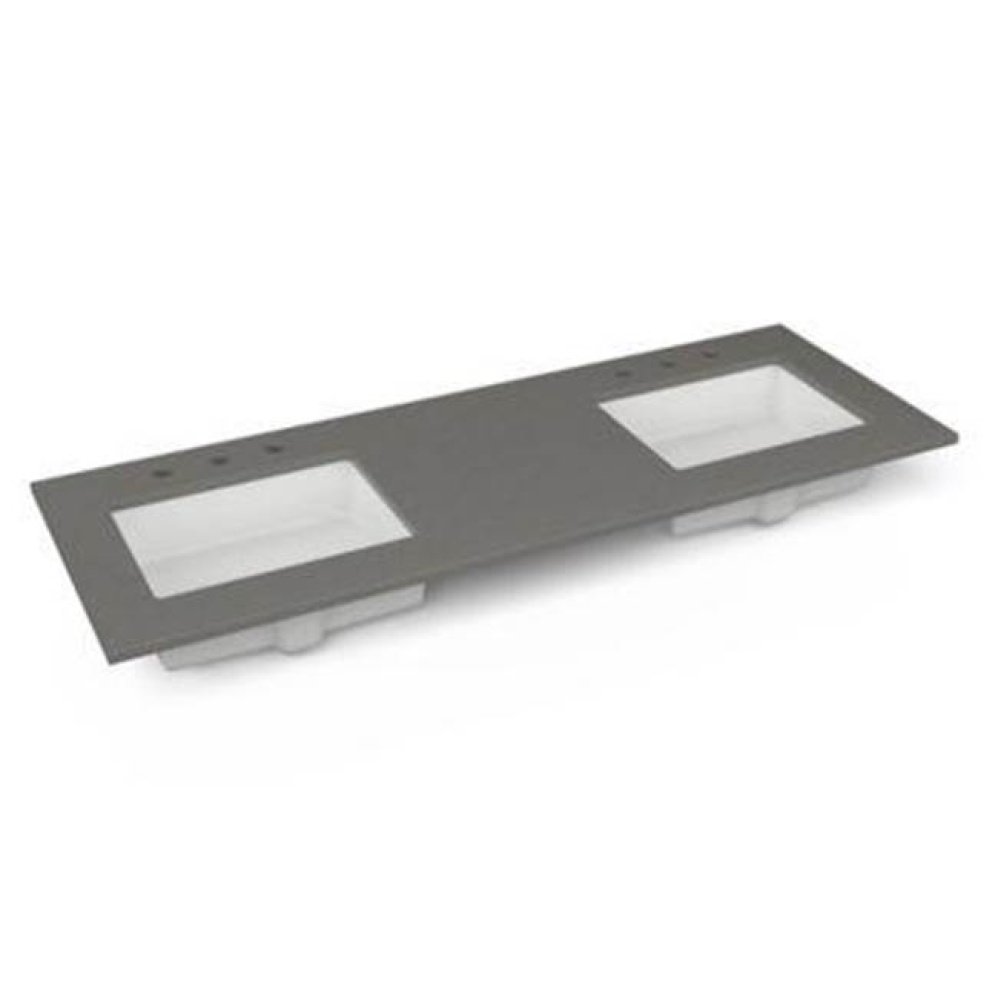 Engineered Stone Vanity Top, 61'' x 22'' x 3/4'', Double Undercounte