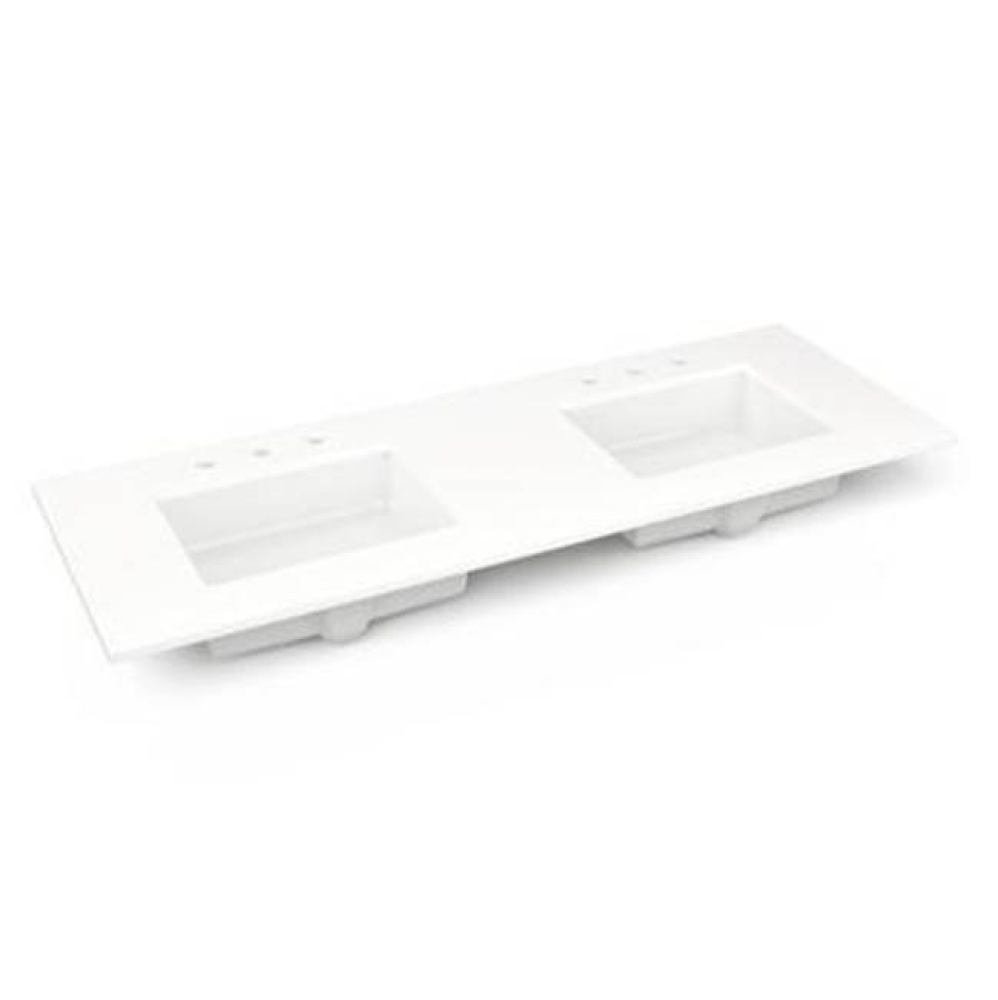 Engineered Stone Vanity Top, 61'' x 22'' x 3/4'', Double Undercounte