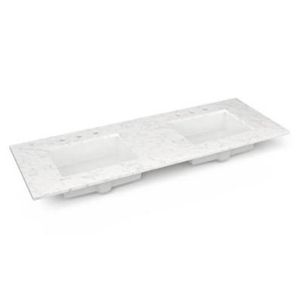 Engineered Stone Vanity Top, 61'' x 22'' x 3/4'', Double Undercounte