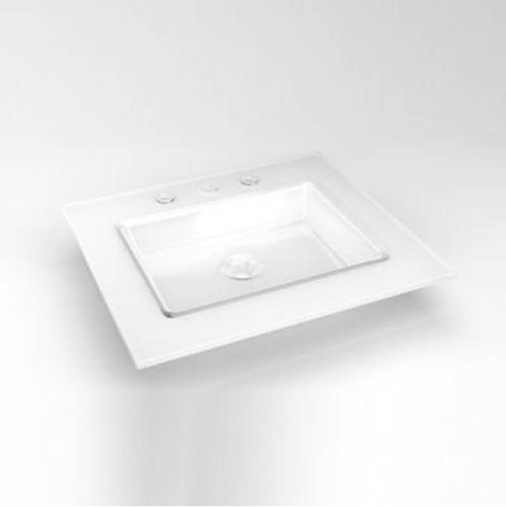 Glass Vanity Top, 25'' x 22'' x 19/32'', Center Integrated Sink, Thr