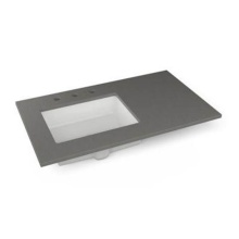 Robern TF37ULO91-8 - Engineered Stone Vanity Top, 37'' x 22'' x 3/4'', Left Offset Underc