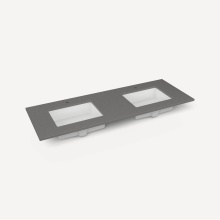 Robern TF61UDO91-1D2 - Engineered Stone Vanity Top, 61'' x 22'' x 3/4'', Double Undercounte