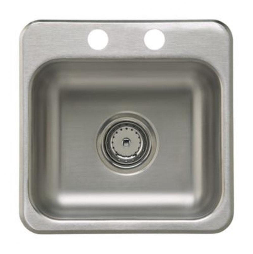 Top-mount single-basin bar sink, 15'' x 15'' x 5-1/2''