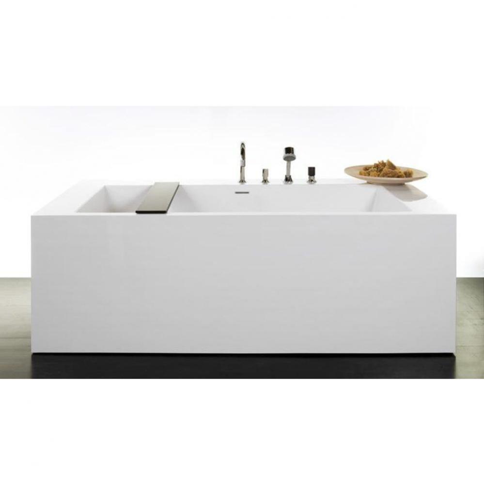 CUBE BATH 72 X 36 X 24 - 2 WALLS - BUILT IN BN O/F and DRAIN - WHITE TRUE HIGH GLOSS