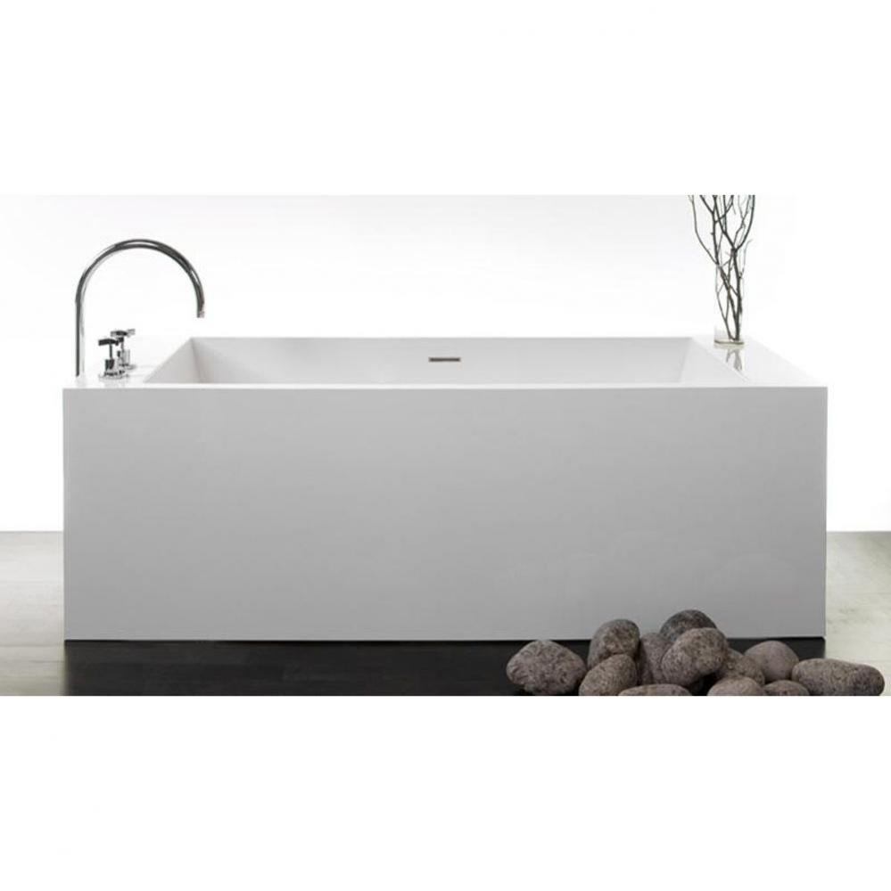 CUBE BATH 72 X 31 X 24 - 1 WALL - BUILT IN BN O/F and DRAIN - WHITE TRUE HIGH GLOSS