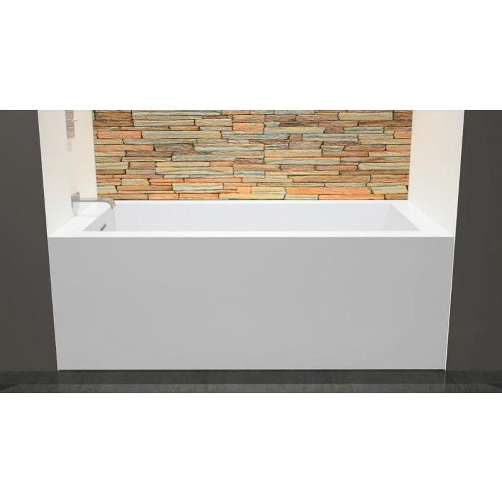 Cube Bath 60 X 32 X 21 - 1 Wall - L Hand Drain - Built In Nt O/F & Sb Drain - Copper Con - Whi