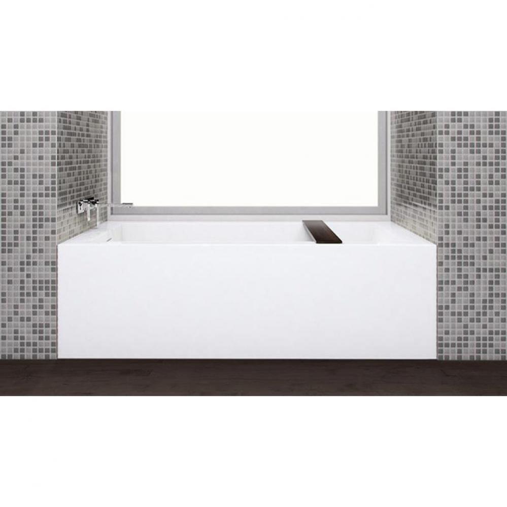 Cube Bath 60 X 30 X 18 - 2 Walls - R Hand Drain - Built In Mb O/F & Drain - Copper Con - White