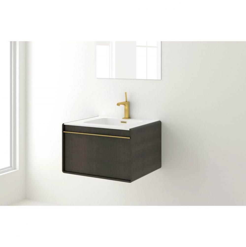DECO VANITY WALLMOUNT 24apos;apos; - WL CONFIG OAK COFFEE BEAN AND OAK COFFEE BEAN - BRUSHED STEEL