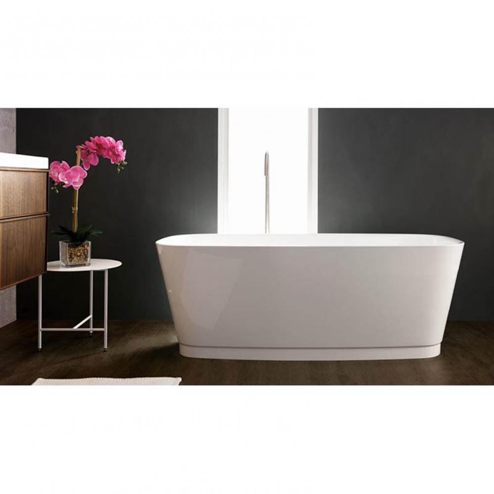 Straight Bath 58 15/16 X 27 15/16 X 21 1/16 - Fs - Pc Drain & Nt O/F - Copper Con - White Matt