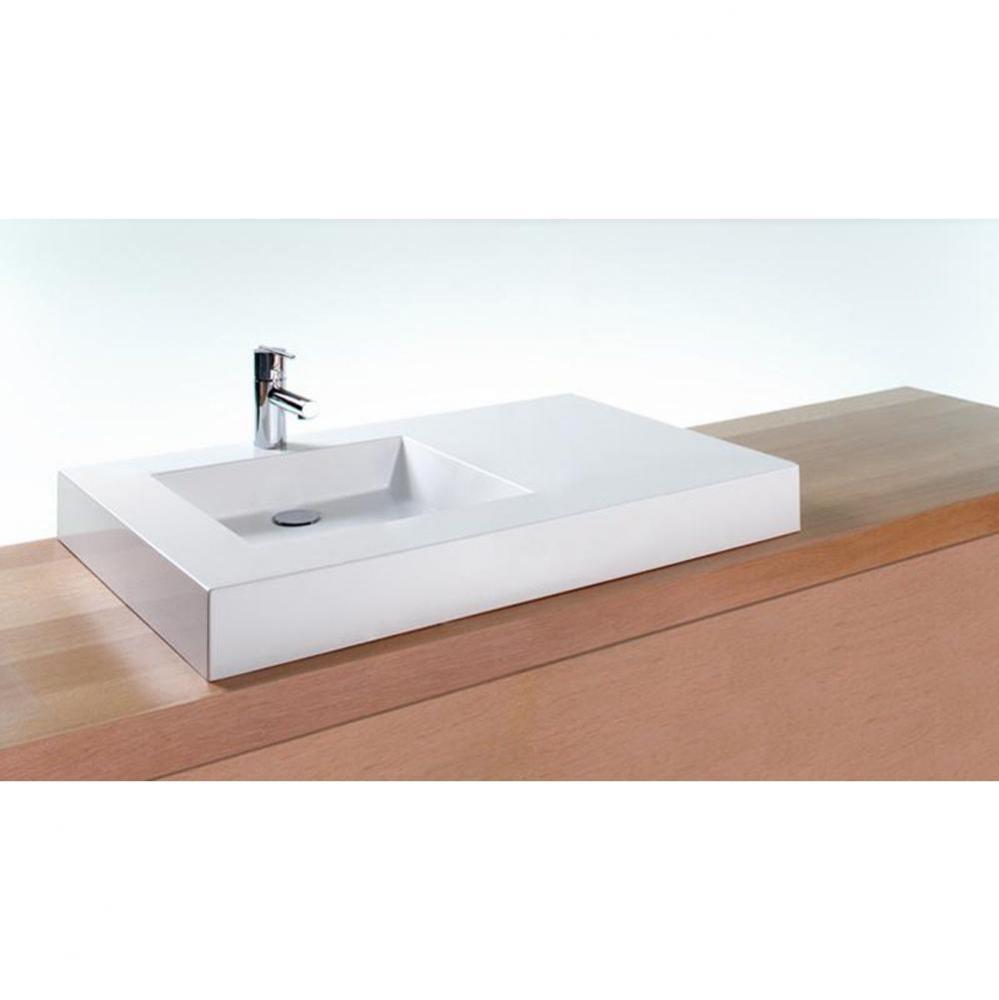 Lav - Cube - 36 X 22 X 2 - Right - Nt O/F - 1 Hole - White Matte