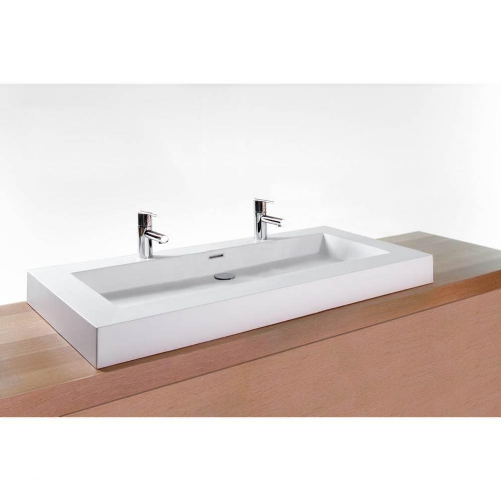 LAV - CUBE - 1 DRAIN - 48 X 22 X 4 - WHITE TRUE HIGH GLOSS