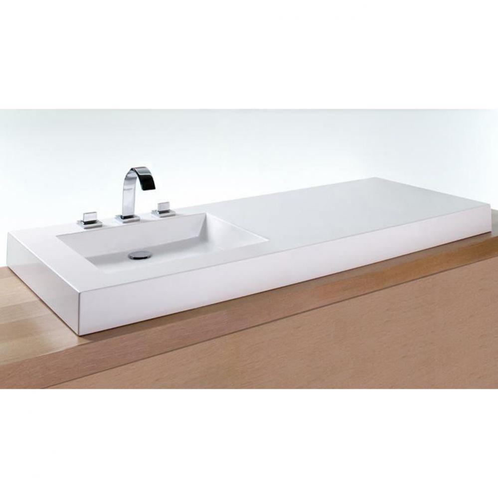 LAV - CUBE - 60 X 22 X 4 - LEFT - 3 HOLES 8apos;apos; C/C - WHITE TRUE HIGH GLOSS