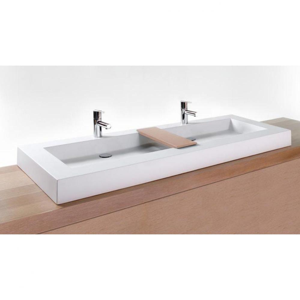 LAV - CUBE - 60 X 22 X 4 - TROUGH - 3 HOLES 8apos;apos; C/C PER DRAIN - WHITE TRUE HIGH GLOSS