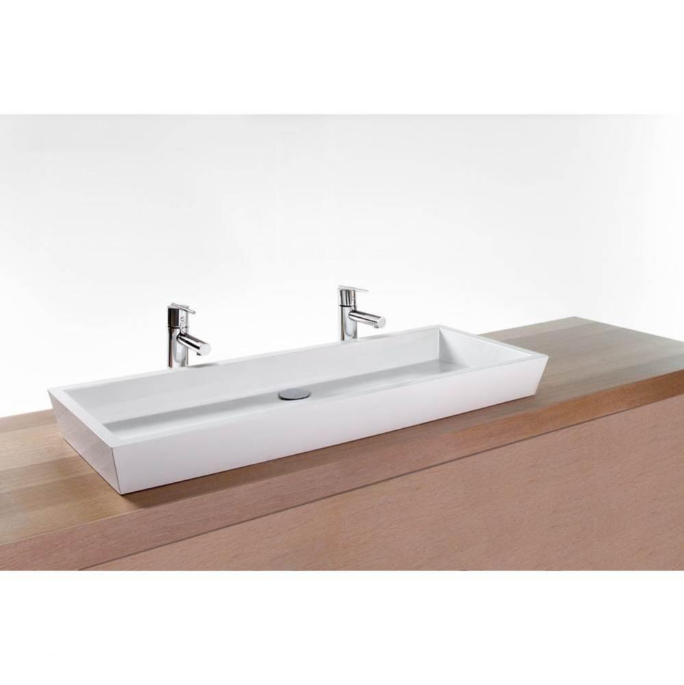 Lav - Cube - 42 X 15 X 4 - Above Mount Vessel - White Matte