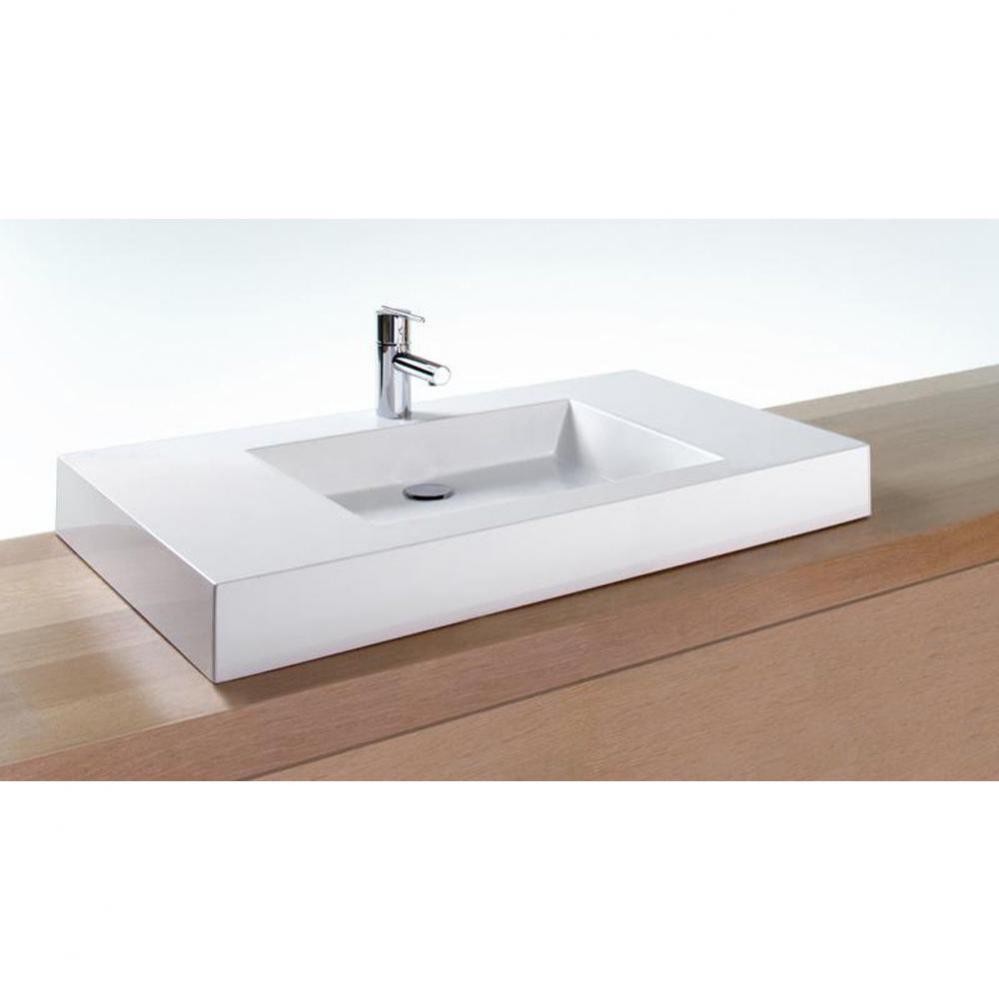 Lav - Cube Metro - 36 X 18 X 4 - Sb O/F - 3 Holes 8'' C/C - White Matte