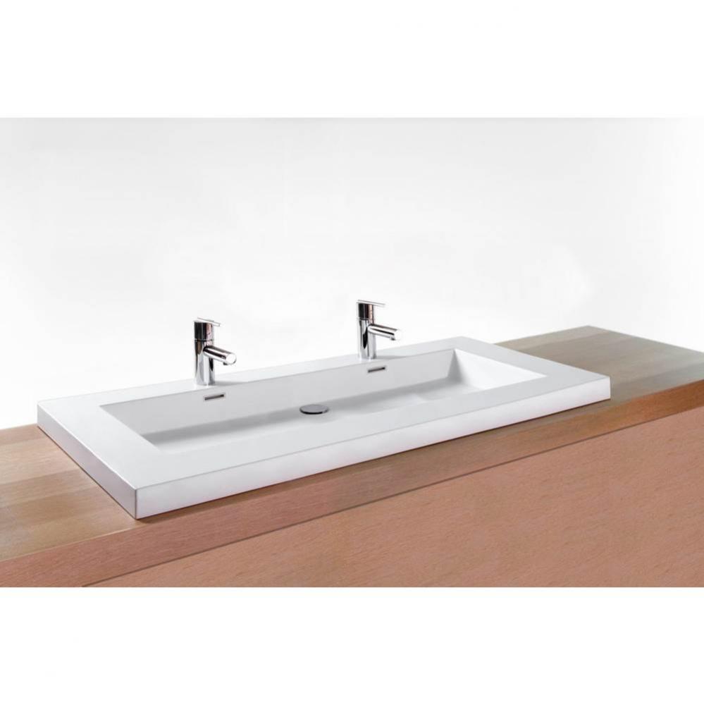 LAV - CUBE - 1 DRAIN - 48 X 22 X 2 - WHITE TRUE HIGH GLOSS