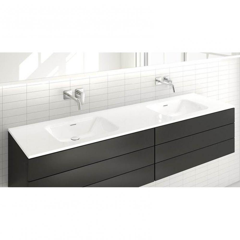 LAV - ELEMENT - 72 X 20 X 5/8 - 3 HOLES 8apos;apos; C/C PER DRAIN - WHITE TRUE HIGH GLOSS