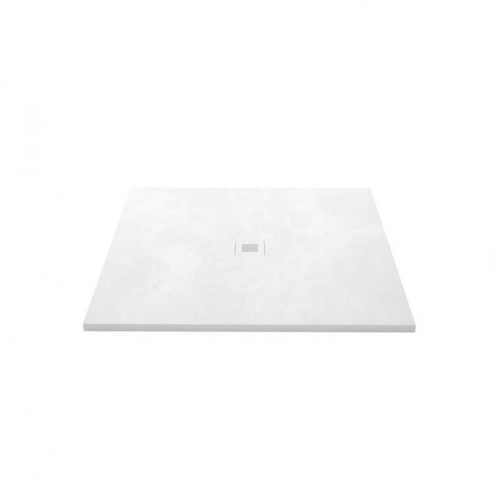 Shower Base - Feel - 48 X 48 - Center Drain - White Concrete - 1 Cut
