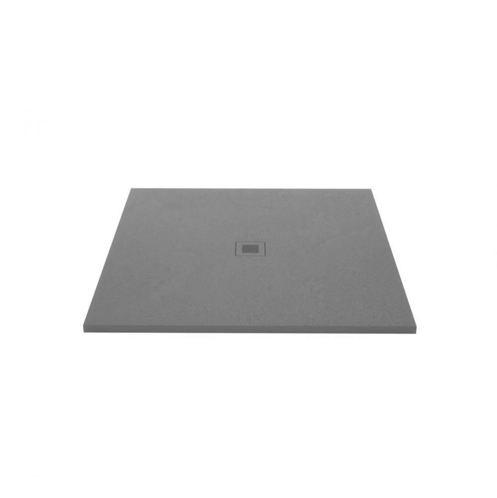Shower Base - Feel - 48 X 48 - Center Drain - Grey Concrete - 3 Cuts