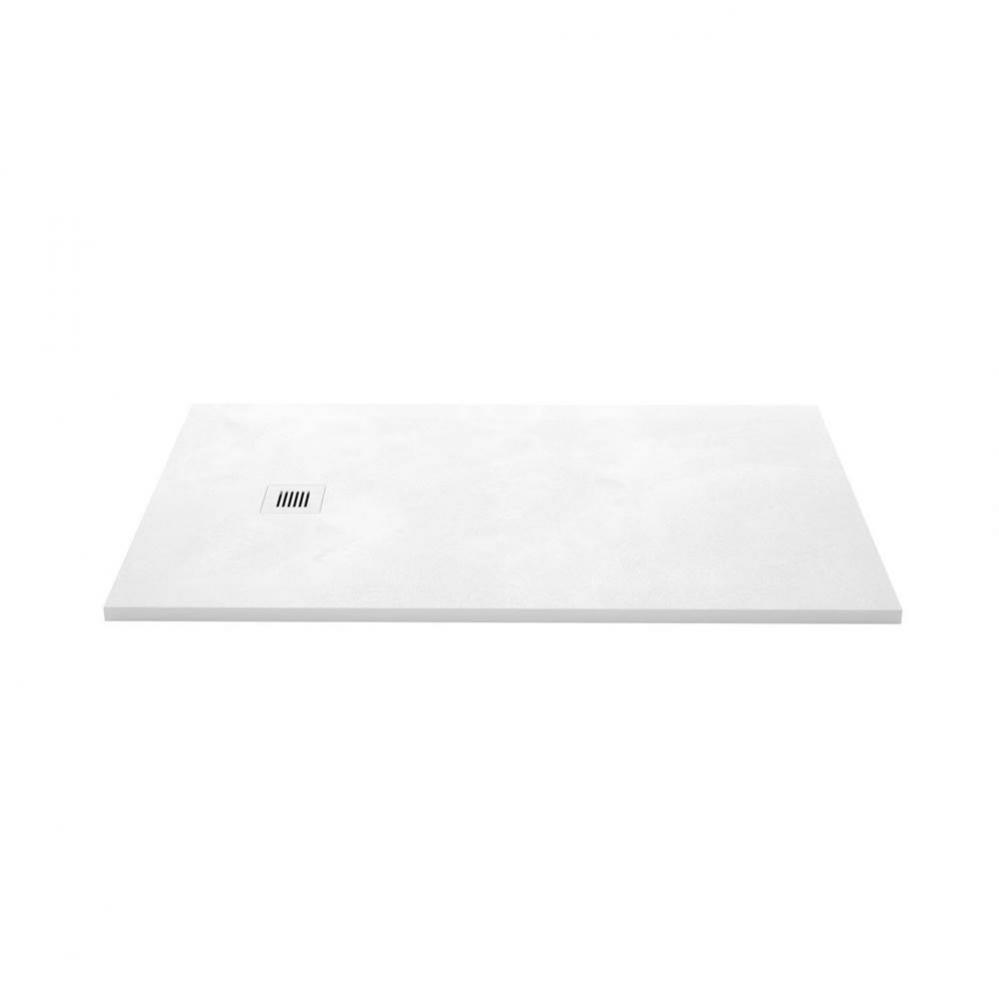 Shower Base - Feel - 60 X 36 - End Drain - White Concrete