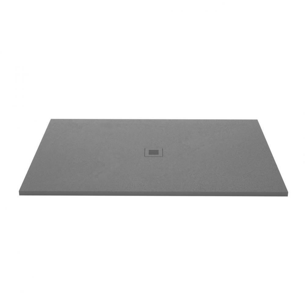 Shower Base - Feel - 66 X 42 - Center Drain - Grey Concrete - 3 Cuts