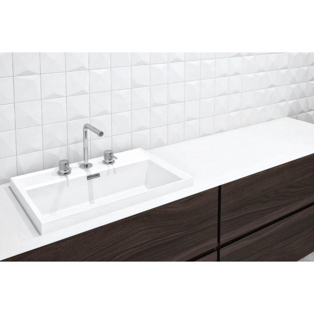 Lav - Lab Sq - 24 X 16 X 1.5 - Pc O/F - 1 Hole - White Matte