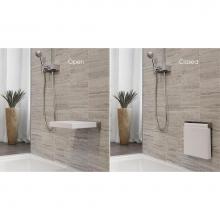 Wet Style STC14WM-M-5 - Cube Wall-Mounted Seat - 14 3/16 X 13 1/16 - White/Mirror