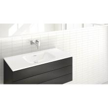 Wet Style VELXS39T-O-8-NT-GA - LAV - ELEMENT - 39 X 20 X 5/8 - TROUGH - NT O/F - 3 HOLES 8apos;apos; C/C - WHITE TRUE HIGH GLOSS