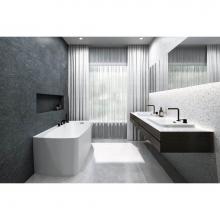 Wet Style BLB0102-WHNT-COP-MA - Lab Bath - 59.5 X 31.5 X 24 - 1 Wall - Built In Nt O/F & Wh Drain - Copper Con - White Matte
