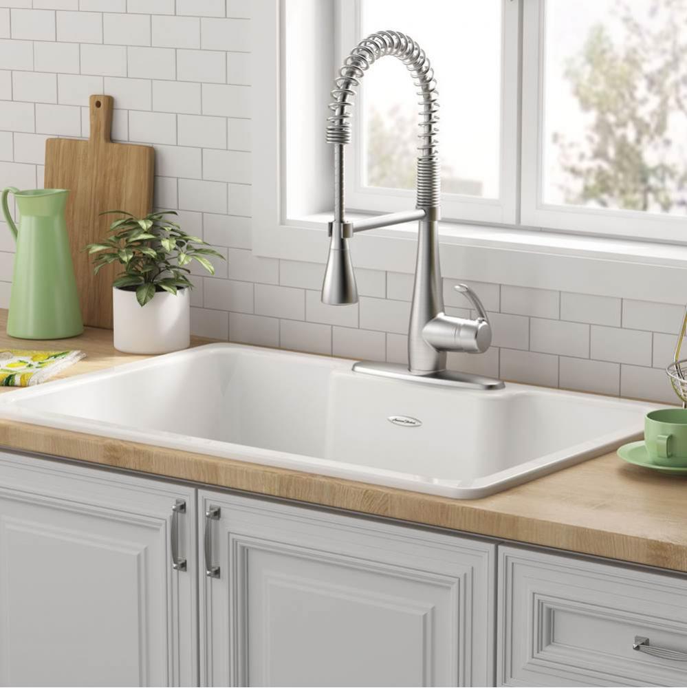 Quince® 33 x 22-Inch Cast Iron 3-Hole Drop-In Single Bowl Kitchen Sink