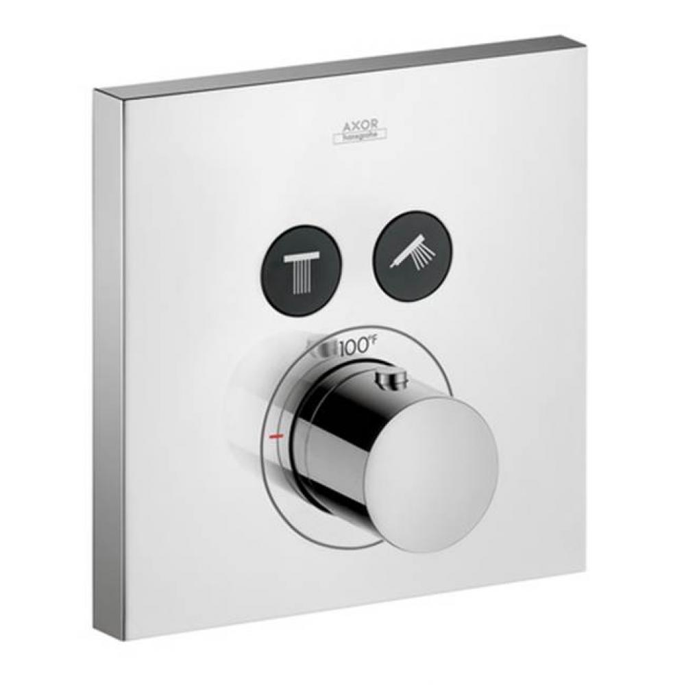 AXOR ShowerSelect Thermostatic Trim Square for 2 Functions in Chrome