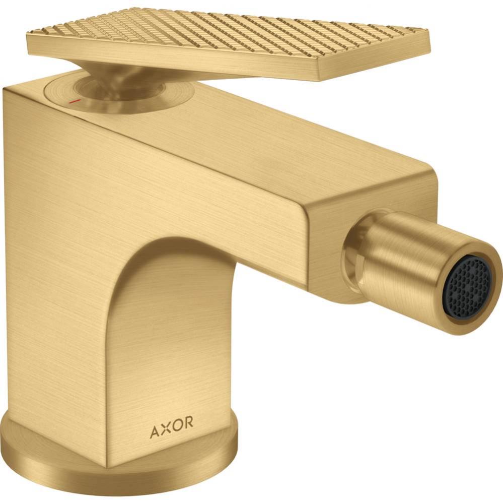 AXOR Citterio Single-Hole Bidet Faucet with Pop-Up Drain- Rhombic Cut, 1.5 GPM in Brushed Gold Opt