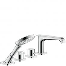 Axor 36413001 - AXOR Citterio E 4-Hole Thermostatic Roman Tub Set Trim with 1.75 GPM Handshower in Chrome