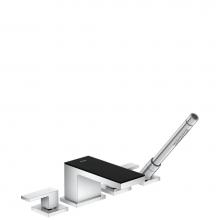 Axor 47430601 - AXOR MyEdition 4-Hole Roman Tub Set Trim with 1.75 GPM Handshower in Chrome / Black Glass
