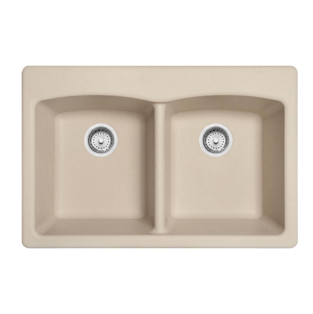 Franke Ellipse 33.0-in. x 22.0-in. Fragranite Dual Mount Double Bowl Kitchen Sink in Champagne
