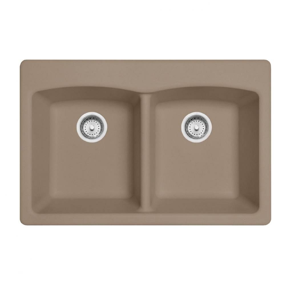 Franke Ellipse 33.0-in. x 22.0-in. Fragranite Dual Mount Double Bowl Kitchen Sink in Oyster