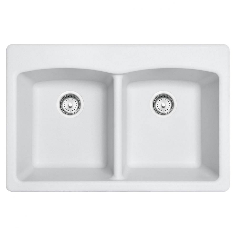 Franke Ellipse 33.0-in. x 22.0-in. Fragranite Dual Mount Double Bowl Kitchen Sink in Polar White