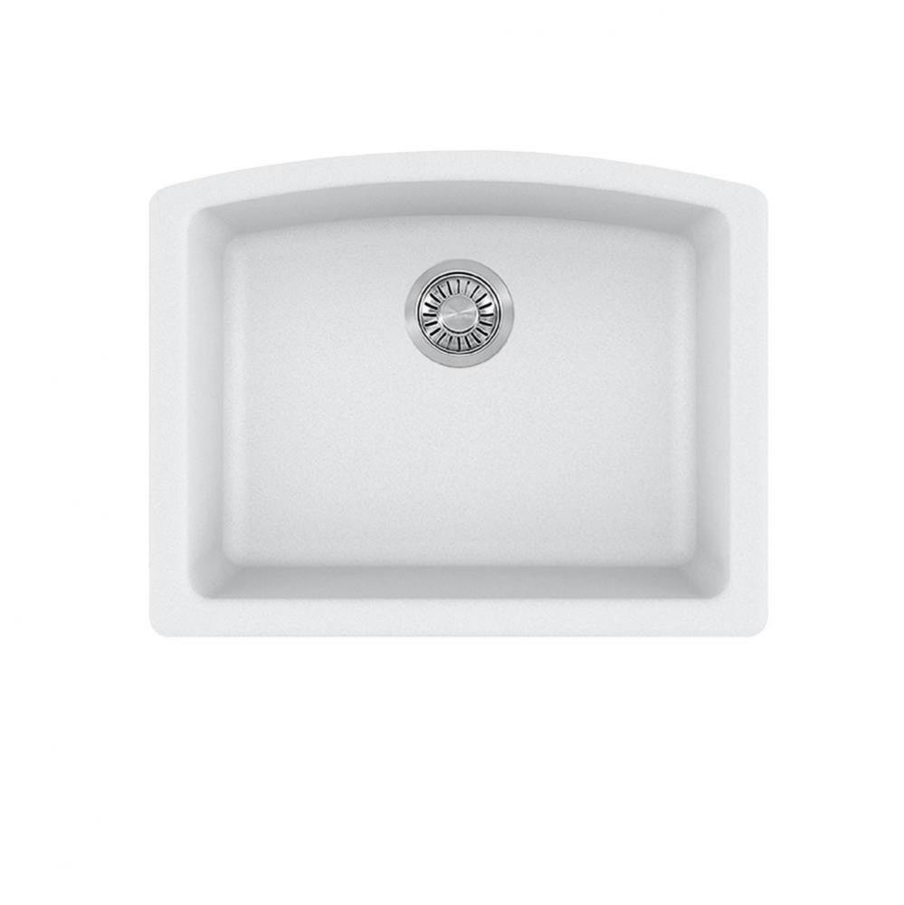 Franke Ellipse 25.0-in. x 19.6-in. Fragranite Undermount Single Bowl Kitchen Sink in Polar White